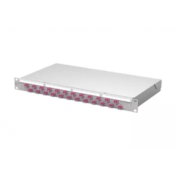 Metz mecatech VIK patch panel in fibra ottica 24 porte LC-Duplex OM4, 1U, 19 pollici, grigio chiaro 1504507524-E