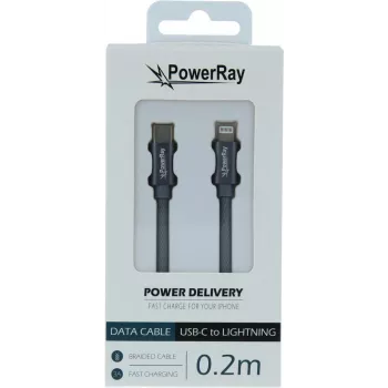 PowerRay cavo dati USB-C a Lightning 0,2m grigio tessuto PR-DCCL020TGY