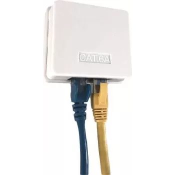 IT-BUDGET presa di rete Cat.6A UTP da parete, 2 x RJ45, bianco puro, ingresso cavo orizzontale, PoE+ 90ITBDDAPE