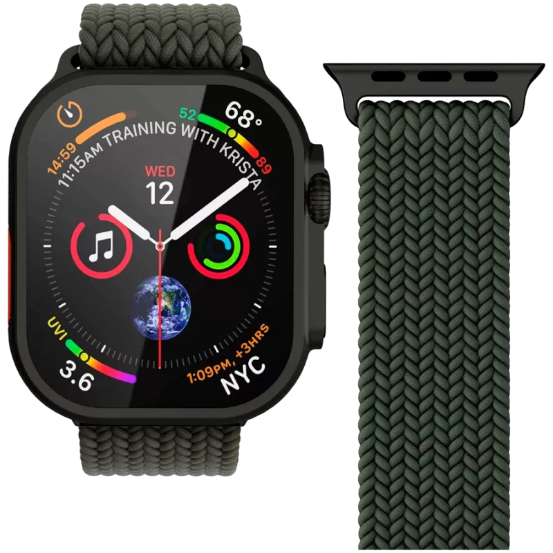 VONMÄHLEN Woven Loop per Apple Watch 40/41/42mm, oliva nero