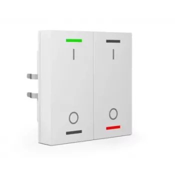 MDT BE-TAL55T2.B1 KNX tasto sensore 2 canali con retroilluminazione RGBW e sensore di temperatura, bianco puro lucido