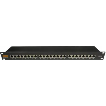 IT-BUDGET patch panel business 19 pollici, schermato, Cat.6A, 24 porte, 1U, PoE+ Ready, protezione antipolvere integrata, nero (90ITBPP6ASSS)