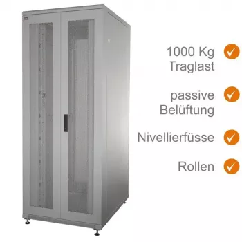 IT-BUDGET armadio server 19 pollici SRK 42U 800x1000 mm doppie porte perforate grigio chiaro 90ITB19SRK42810DTGN