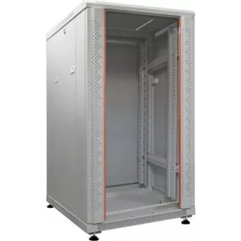 IT-BUDGET armadio di rete 19 pollici SRK - 18U - 600x600 mm - porta in vetro/acciaio - montato - grigio chiaro 99ITB19SRK1866GGNM