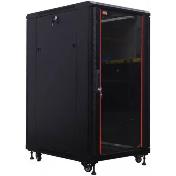 IT-BUDGET armadio di rete 19 pollici SRK - 22U - 600x800 mm - porta in vetro anteriore / porta in acciaio posteriore - preassemblato - nero (99ITB19SRK2268GSNM)