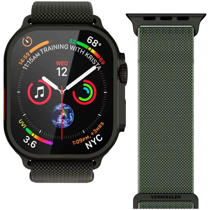 VONMÄHLEN Classic Nylon Loop 40, 41, 42mm taglia unica, Olive Black