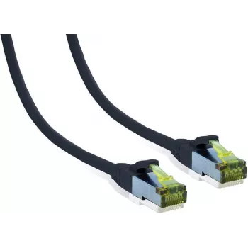 IT-BUDGET cavo patch premium in rame massiccio Cat.6A con cavo grezzo Cat.7, 600 MHz, halogen-free, PoE+, 10 Gbit, nero, 3 m 90ITB6A7PK3S