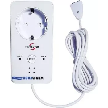 M-E MODERN-ELECTRONICS ME WA-5 Rilevatore di acqua con presa integrata, 230V, cavo sensore 2m, allarme acustico >85dB, LED rosso, commutazione presa Schuko 16A