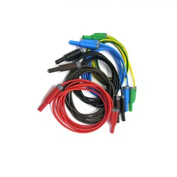 HT INSTRUMENTS KIT TLS-5 Set di cavi di misura di sicurezza, 5 cavi, 2 m, spinotti banana 4mm a prova di contatto, CAT IV 600V / CAT III 1000V, 16 A, silicone, rosso/nero/blu/verde/giallo 2008250