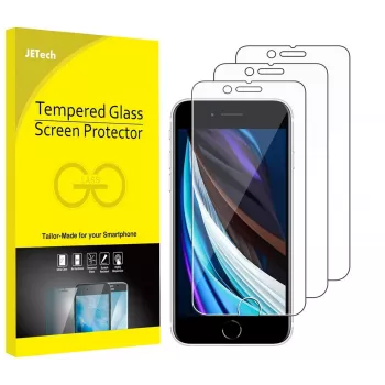 JETech pellicola protettiva in vetro temperato per iPhone SE 3/2 (2022/2020) 4,7 inch - confezione da 3, 9H, 2.5D, compatibile con custodia