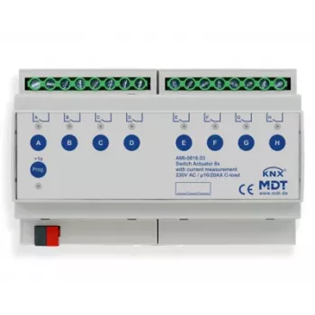 MDT AMI-0816.03 KNX attuatore di commutazione, 8 canali, 16/20 A, 230 V, 8 TE, guida DIN