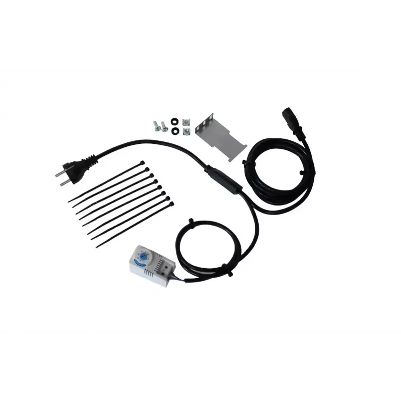 IT-BUDGET kit di montaggio ventola con termostato, supporto, cavo e materiale di montaggio - regolabile 0-60°C (90ITBTKD180603KTH)