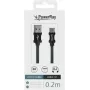 PowerRay PR-DCUC020TBK cavo dati e ricarica USB-A a USB-C, 0,2 m, tessuto nero, blister