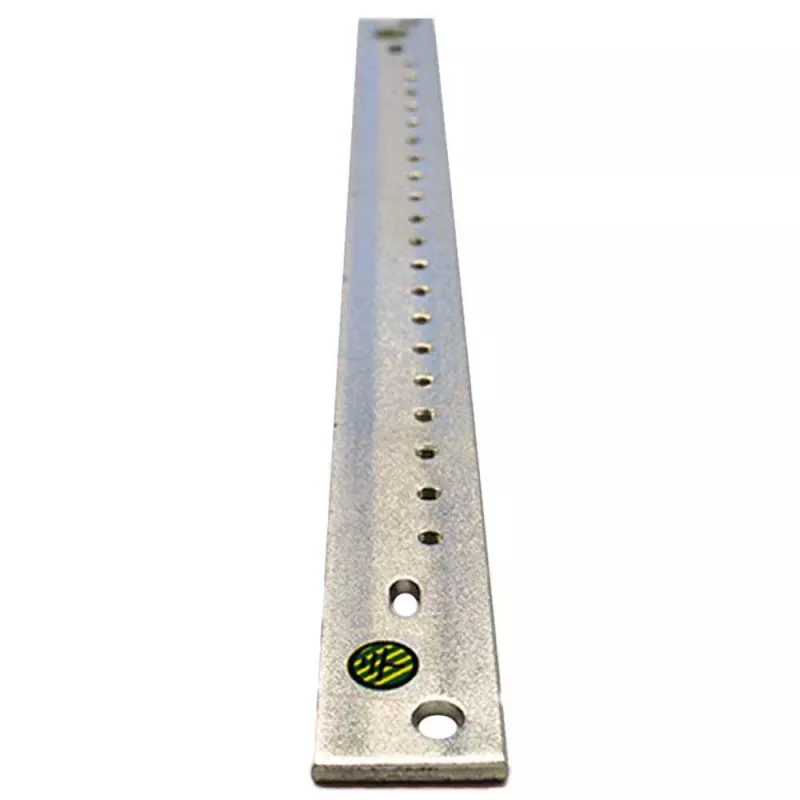 IT-BUDGET barra di equipotenzialità – ferro – lunghezza 380 mm – larghezza 30 mm – 2 connessioni a foro interne ed esterne – 20 fori M5 (90ITB1403EGS)