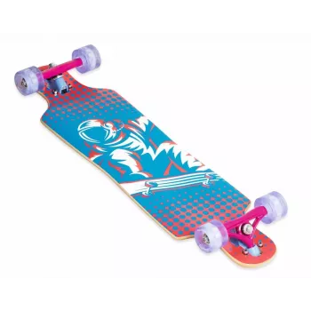 MUUWMI AU 560 longboard compact cruiser skateboard, cuscinetti ABEC 7, ruote LED luminose, acero canadese a 7 strati