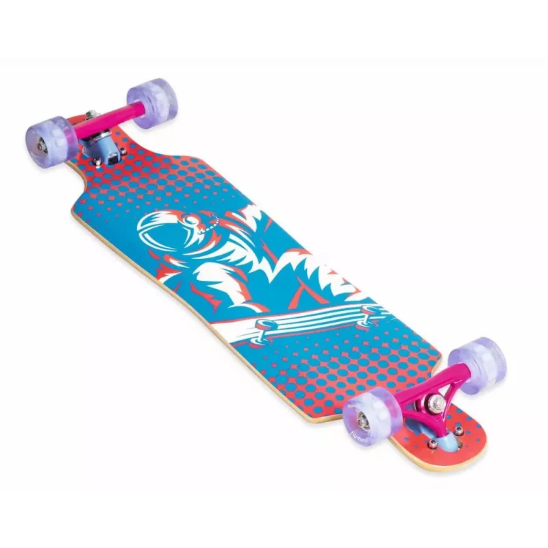 MUUWMI AU 560 longboard compact cruiser skateboard, cuscinetti ABEC 7, ruote LED luminose, acero canadese a 7 strati