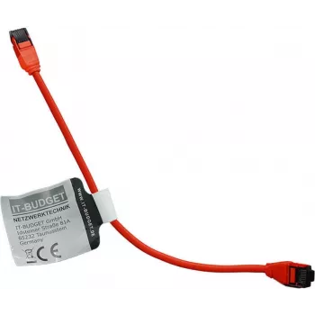 IT-BUDGET cavo patch Cat8.1 S/FTP Premium Slim, 0,25 m, rosso, 40 Gbps, privo di alogeni 90ITBSLIM81PK025R