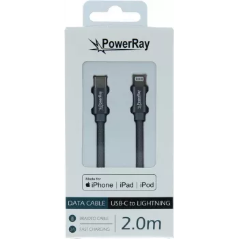 PowerRay cavo USB-C a Lightning MFi intrecciato 2m grigio PR-DCCL200TGY
