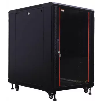IT-BUDGET Armadio di rete 19 pollici SRK - 18U - 600x800 mm - Porta in vetro/acciaio - Montato - nero 99ITB19SRK1868GSNM