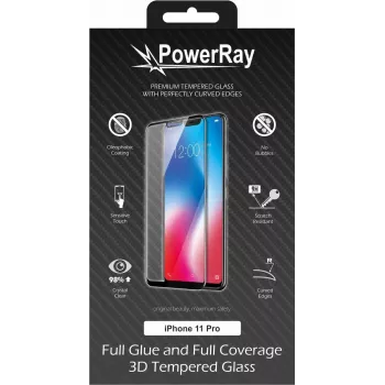 PowerRay Ultra Durable 3D Full Glue Protezione display in vetro per iPhone 11 Pro, nero, blister PR-3DFGIPH11PBL