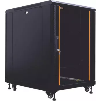 IT-BUDGET Armadio di rete 19 pollici SRK - 12U - 600x800 mm - Porta in vetro/acciaio - Montato - nero (99ITB19SRK1268GSNM)