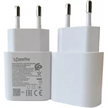 PowerRay PR-TA800EWE Caricabatterie da parete USB-C PD 18W, EU 2 pin, bianco, bulk
