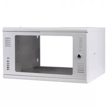 IT-BUDGET Contenitore a parete 19 pollici T-STONE, 6U, profondità 450 mm, porta in vetro, con serratura, bianco (90ITBTSWV6545GW)