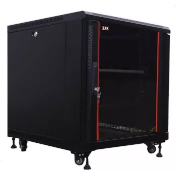 IT-BUDGET Armadio server 19 pollici SRK - 12U - 600x1000 mm - Porta in vetro/acciaio - premontato - nero 99ITB19SRK12610GSNM