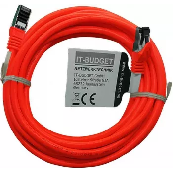 IT-BUDGET cavo patch Cat.8.1 S/FTP, 5 m, rosso, 40 Gbps, rame pieno, LSZH, PoE+ 90ITBFLEX81PK5R