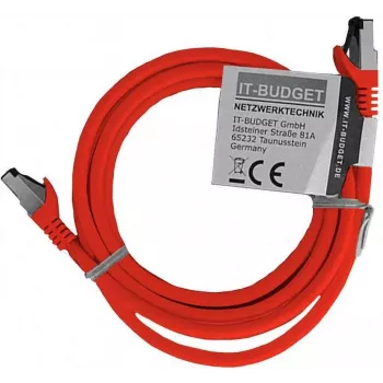 IT-BUDGET cavo patch premium in rame pieno - Flex AWG 26 - Cat.8.1 - 2000 MHz - senza alogeni - PoE+ - 40Gbit - rosso - 2 m 90ITBFLEX81PK2R