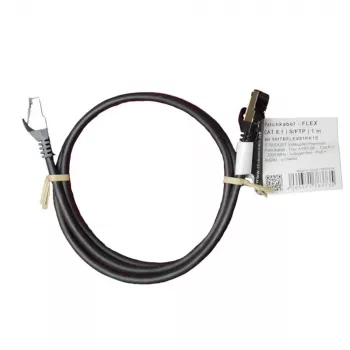 IT-BUDGET cavo patch Cat.8.1 S/FTP, 1m, nero, 40Gbps, 2000MHz, LSZH, PoE+ 90ITBFLEX81PK1S