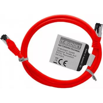IT-BUDGET cavo patch premium in rame pieno - Flex AWG 26 - Cat.8.1 - 2000 MHz - senza alogeni - PoE+ - 40GBit - rosso - 1 m (90ITBFLEX81PK1R)