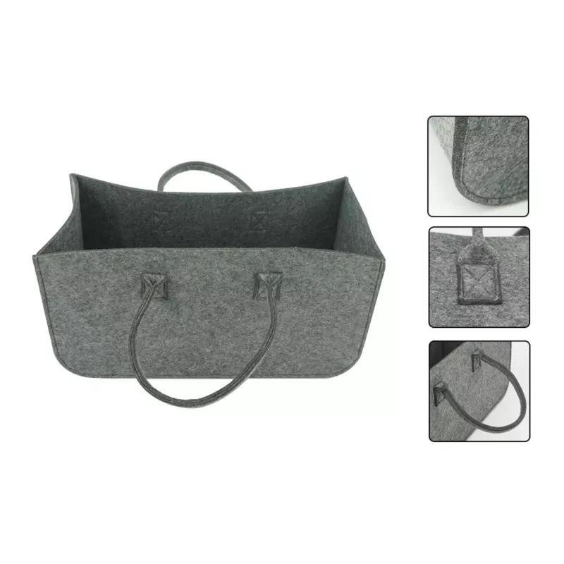 Cesta portaceppi in feltro grigio scuro e cesta contenitore Schramm NEW-4543 50x25x25 cm