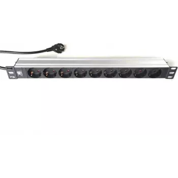 Ciabatta rack 19 pollici 9 prese LIEBERNETZ Silence, cavo 2m, nero/argento 90LNSDL199S