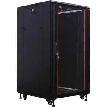 Armadio di rete 19 pollici IT-BUDGET SRK - 18U - 600x800 mm - porta in vetro/acciaio - flatpack - nero (90ITB19SRK1868GSN)