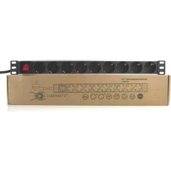 PDU Schuko 19 pollici 9 prese Liebernetz con interruttore, alluminio, nero 90LNSDL199SS