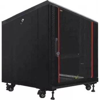 Rack server 19 pollici IT-BUDGET SRK, 12U, 600x1000 mm, porta in vetro anteriore, porta in acciaio posteriore, flatpack, nero 90ITB19SRK12610GSN