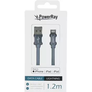 PowerRay cavo USB a Lightning MFi in tessuto 1,2 m grigio tessuto PR-DCUL120TGY