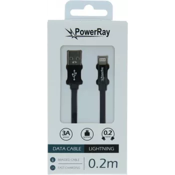 PowerRay cavo dati/ricarica USB-A a Lightning 0,2 m tessuto nero PR-DCUL020TBK