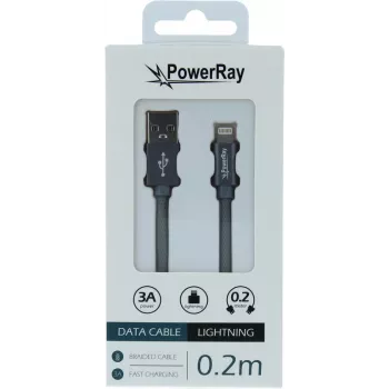 PowerRay cavo dati USB a Lightning 0,2 m tessuto grigio PR-DCUL020TGY