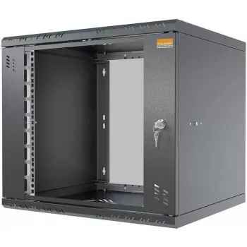 IT-BUDGET contenitore a parete 19 pollici TAUNUS 9U profondità 450 mm porta in vetro con serratura nero (90ITB19945GS)
