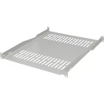IT-BUDGET mensola rack fissa 19 pollici / ripiano per apparecchiature, portata 80 kg, profondità 450 mm, montaggio a profondità variabile, grigio chiaro 90ITB19FBX450G