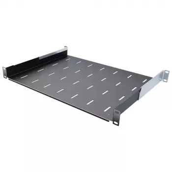 IT-BUDGET mensola rack 19 pollici / ripiano per apparecchiature - portata 40 kg - profondità 350 mm - montaggio a profondità variabile - nero (90ITB19FB350S)