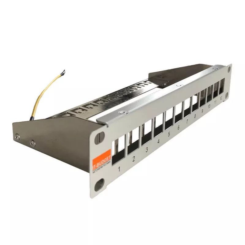IT-BUDGET patch panel vuoto 10 pollici per moduli keystone - 12 porte - schermato - 1U - non popolato - grigio (90ITB10MT12PG)