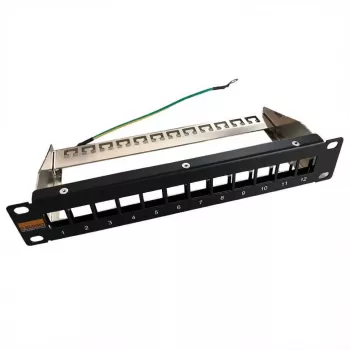 IT-BUDGET patch panel vuoto 10 pollici per moduli keystone - 12 porte - schermato - 1U - non popolato - nero (90ITB10MT12PS)