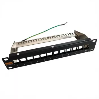 IT-BUDGET patch panel vuoto 10 pollici per moduli keystone - 12 porte - schermato - 1U - non popolato - nero (90ITB10MT12PS)
