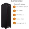 IT-BUDGET armadio di rete 19 pollici SRK set completo 42U 600x600mm porta in vetro/acciaio 4 ventole PDU mensole preassemblato nero 99ITB19SRK4266GSM