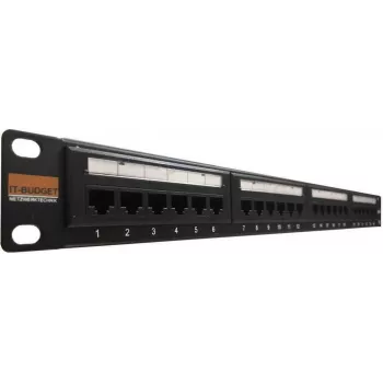 IT-BUDGET patch panel 19 pollici - 24 porte - Cat.6 - 250MHz - non schermato - 1U - nero (90ITBPP6US)