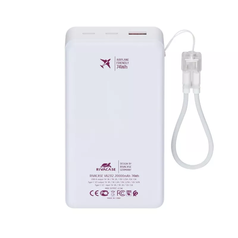 Rivacase VA2312 powerbank 20000 mAh 22,5W bianco