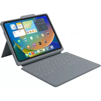 B2Bworkplace custodia per tastiera Smart Rugged con Smart Connector per iPad 11 (2025) e 10.9 (2022), grigio/trasparente, QWERTZ